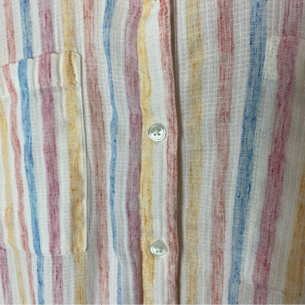 Lucky Brand Split Back Striped Button Front Lightweight Top - Picture 9 of 15